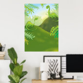 niedliche Dinosaurier-Landszene Poster (Heimbüro)