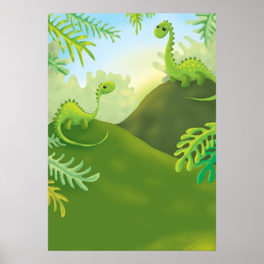 niedliche Dinosaurier-Landszene Poster (Vorne)