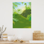 niedliche Dinosaurier-Landszene Poster (Küche)