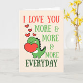 Niedliche Dinosaurier-Liebe Mehr Alltag Valentine Karte (Gelbe Blume)