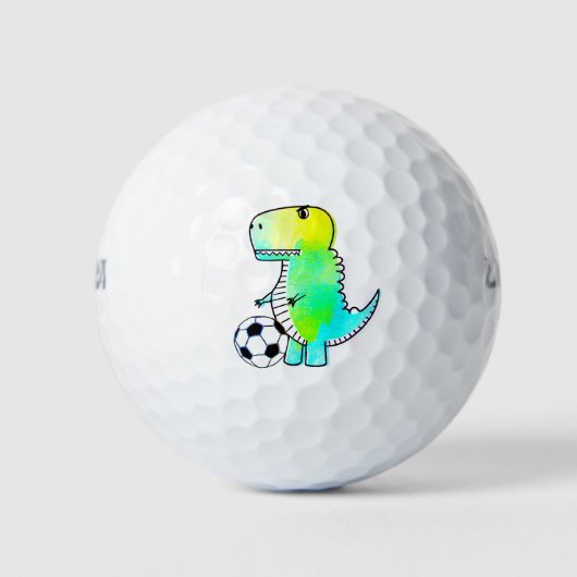 Niedliche Dinosaurier Lieben Fußball Wasserfarbe Golfball (Vorderseite)