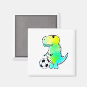 Niedliche Dinosaurier Lieben Fußball Wasserfarbe Magnet (Vorderseite/Rückseite)