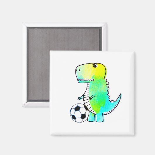 Niedliche Dinosaurier Lieben Fußball Wasserfarbe Magnet (Vorderseite/Rückseite)