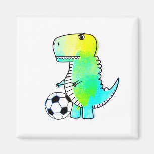 Niedliche Dinosaurier Lieben Fußball Wasserfarbe Magnet