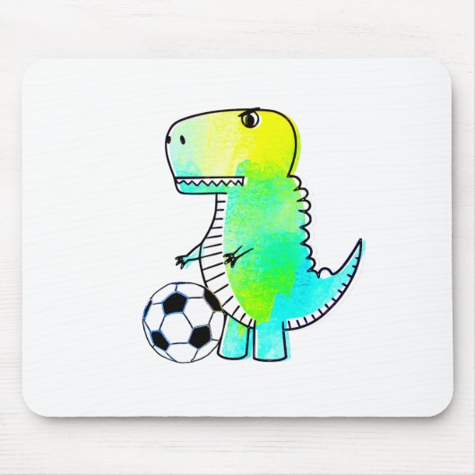 Niedliche Dinosaurier Lieben Fußball Wasserfarbe Mousepad (Vorne)