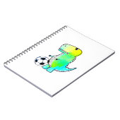 Niedliche Dinosaurier Lieben Fußball Wasserfarbe Notizblock (Linke Seite)