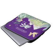 Niedliche Dinosaurier-Lila-Schule Laptopschutzhülle (Vorne Knopf)