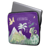 Niedliche Dinosaurier-Lila-Schule Laptopschutzhülle (Vorderseite Links)
