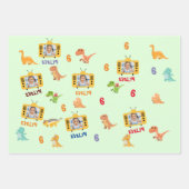 Niedliche Dinosaurier mit benutzerdefiniertem Foto Geschenkpapier Set (Vorderseite 3)