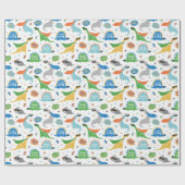 Niedliche Dinosaurier mit Superheldenmasken und -k Geschenkpapier (Flach)