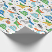Niedliche Dinosaurier mit Superheldenmasken und -k Geschenkpapier (Ecke)