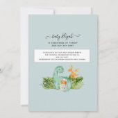 Niedliche Dinosaurier Mommy Foliage Baby Virtual D Einladung (Rückseite)