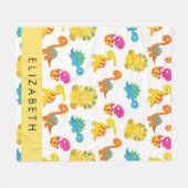 Niedliche Dinosaurier, Muster der Dinosaurier, Ihr Fleecedecke (Vorderseite (Horizontal))