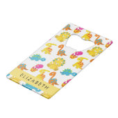 Niedliche Dinosaurier, Muster der Dinosaurier, Ihr Geldbeutel Flaschenöffner (Vorderseite Schrägansicht)