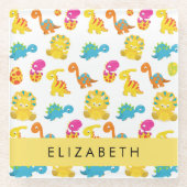 Niedliche Dinosaurier, Muster der Dinosaurier, Ihr Glasuntersetzer (Vorderseite)