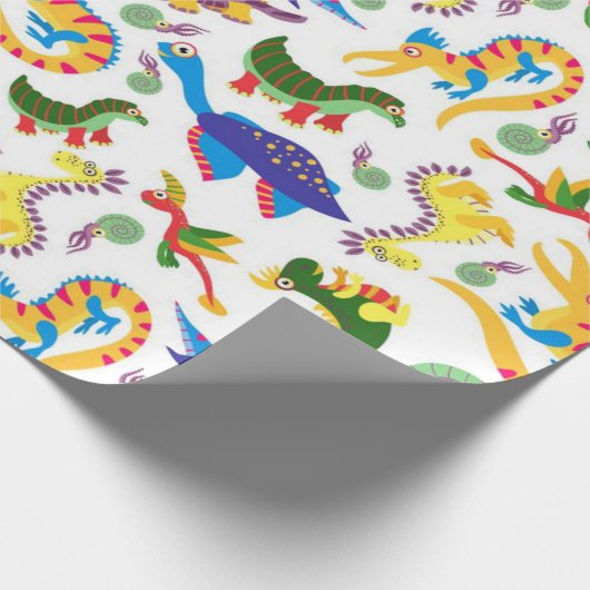 Niedliche Dinosaurier Muster Geschenkpapier (Ecke)