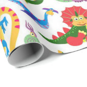 Niedliche Dinosaurier Muster Geschenkpapier (Rolleneckpunkt)