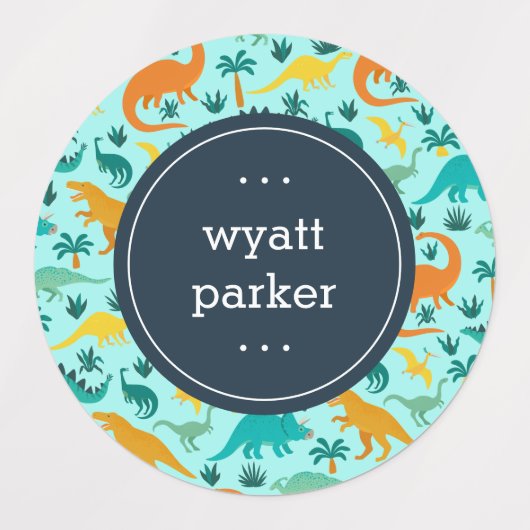 Niedliche Dinosaurier Muster Kids Name Etiketten (Design 1)