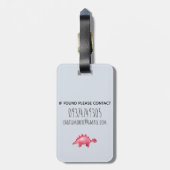 Niedliche Dinosaurier Muster Monogramm Name Kinder Gepäckanhänger (Rückseite vertikal)