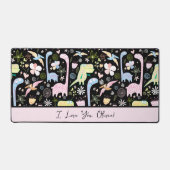 Niedliche Dinosaurier Muster Skript I Liebe Sie Schreibtischunterlage (Vorderseite)