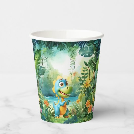 Niedliche Dinosaurier-Papieraufnahmen Pappbecher (Links)