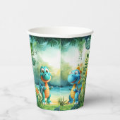 Niedliche Dinosaurier-Papieraufnahmen Pappbecher (Rechts)