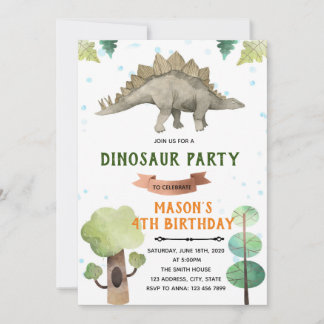 Niedliche Dinosaurier-Party Einladung