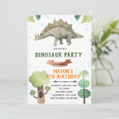 Niedliche Dinosaurier-Party Einladung (Stehend Vorderseite)
