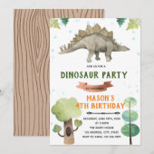 Niedliche Dinosaurier-Party Einladung (Vorne/Hinten)
