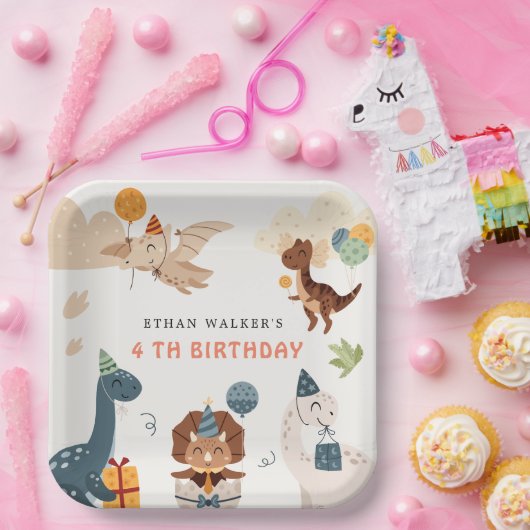 Niedliche Dinosaurier Party Tiere Kindergeburtstag Pappteller (Party)