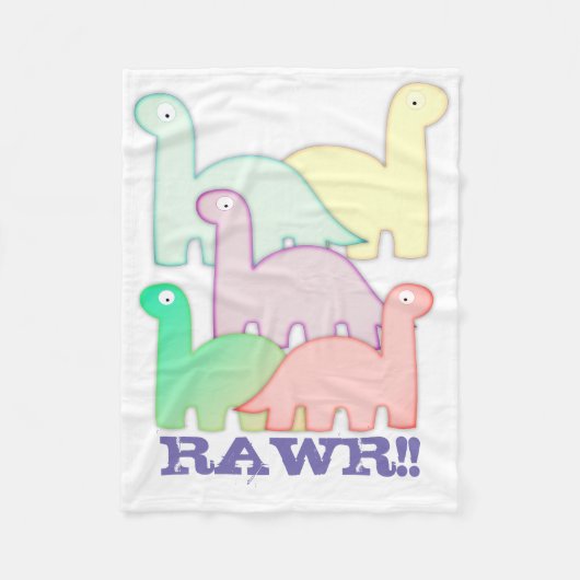 Niedliche Dinosaurier Pastel Colorful Fleecedecke (Vorderseite)