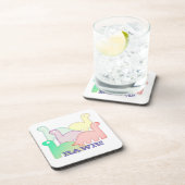 Niedliche Dinosaurier Pastel Colorful Getränkeuntersetzer (Rechte Seite)