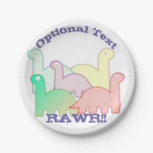Niedliche Dinosaurier Pastel Colorful Pappteller