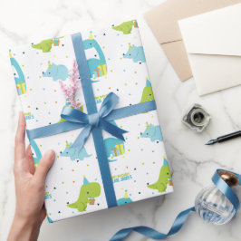 Niedliche Dinosaurier Personalisiert Geschenkpapier