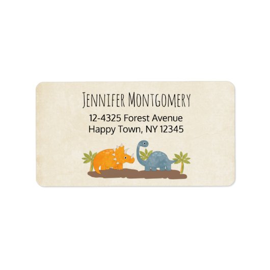 Niedliche Dinosaurier prähistorische Tierwelt Adressaufkleber (Vorne)