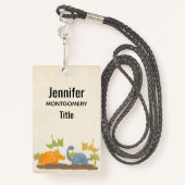 Niedliche Dinosaurier prähistorische Tierwelt Ausweis (Rückseite mit Schlüsselband)