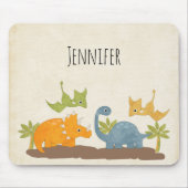Niedliche Dinosaurier prähistorische Tierwelt Mousepad (Vorne)