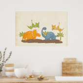 Niedliche Dinosaurier prähistorische Tierwelt Poster (Küche)