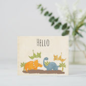 Niedliche Dinosaurier prähistorische Tierwelt Postkarte (Stehend Vorderseite)