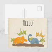 Niedliche Dinosaurier prähistorische Tierwelt Postkarte (Vorne/Hinten)