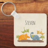 Niedliche Dinosaurier prähistorische Tierwelt Schlüsselanhänger (Vorderseite)