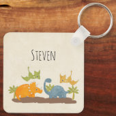 Niedliche Dinosaurier prähistorische Tierwelt Schlüsselanhänger (Rückseite)