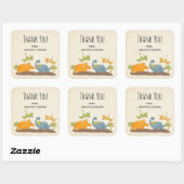 Niedliche Dinosaurier Prähistorische Wildlife Biz  Quadratischer Aufkleber (Blatt)