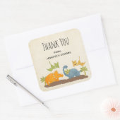 Niedliche Dinosaurier Prähistorische Wildlife Biz  Quadratischer Aufkleber (Umschlag)