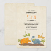 Niedliche Dinosaurier Prähistorische Wildtiere Geb Einladung (Vorne/Hinten)