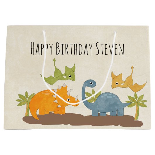 Niedliche Dinosaurier Prähistorische Wildtiere Geb Große Geschenktüte (Vorderseite)