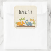 Niedliche Dinosaurier Prähistorisches Wildleben Da Quadratischer Aufkleber (Tasche)