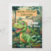 Niedliche Dinosaurier rauschen Junge Geburtstag Einladung (Vorderseite)