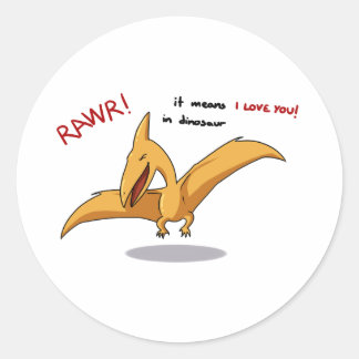 niedliche Dinosaurier rawr bedeutet, ich Liebe Sie Runder Aufkleber