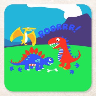 Niedliche Dinosaurier Rechteckiger Pappuntersetzer